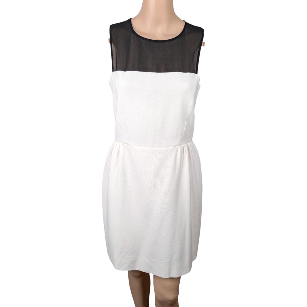 Sandro Paris Two-Tone A-Line Cocktail Dress S/M White Black Sheer Chiffon
